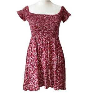 Free People Style Off Shoulder Smocked Dress - size women's medium - red floral